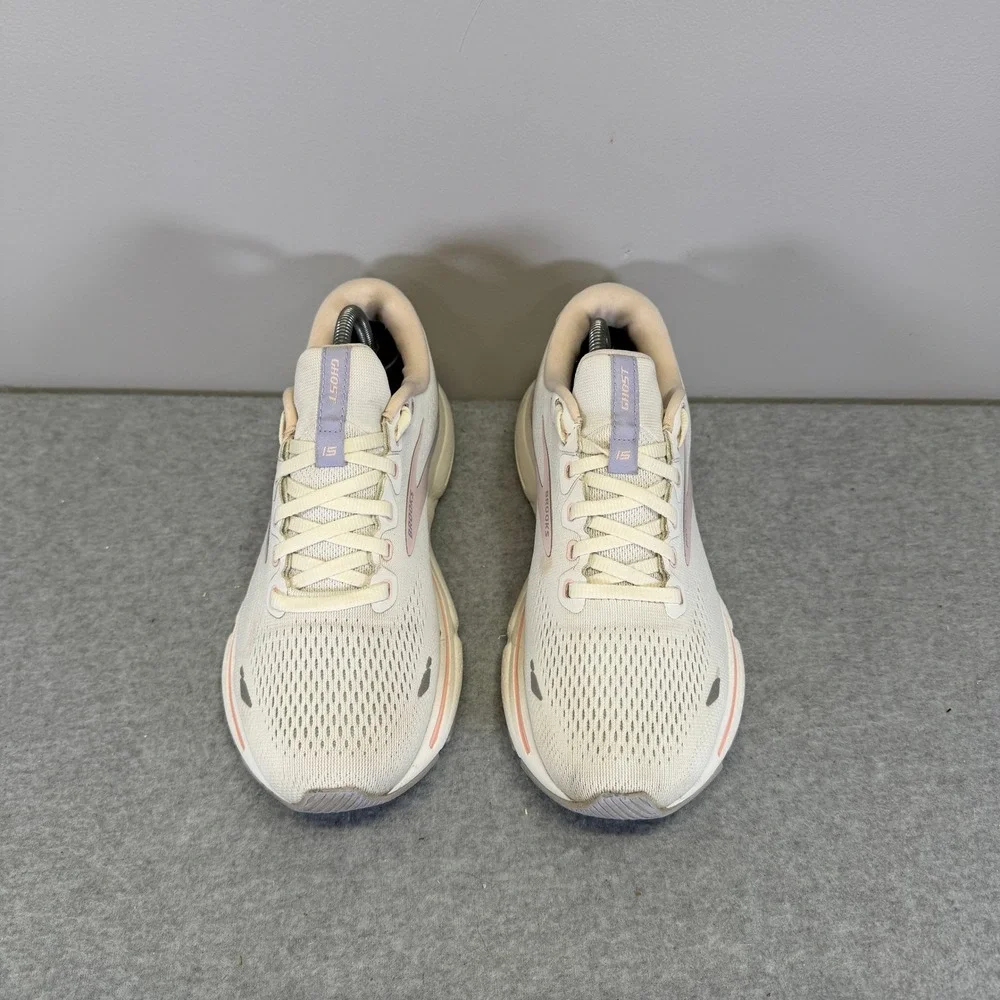 Brooks Ghost 15 Womens Shoes Size 8 Cream Pink Running Sneakers 1203801B199